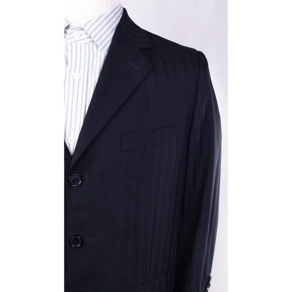 Mantoni Super 140s Mens 40s Wool Blue Striped Blazer Jacket 3 button EUC - Picture 5 of 13